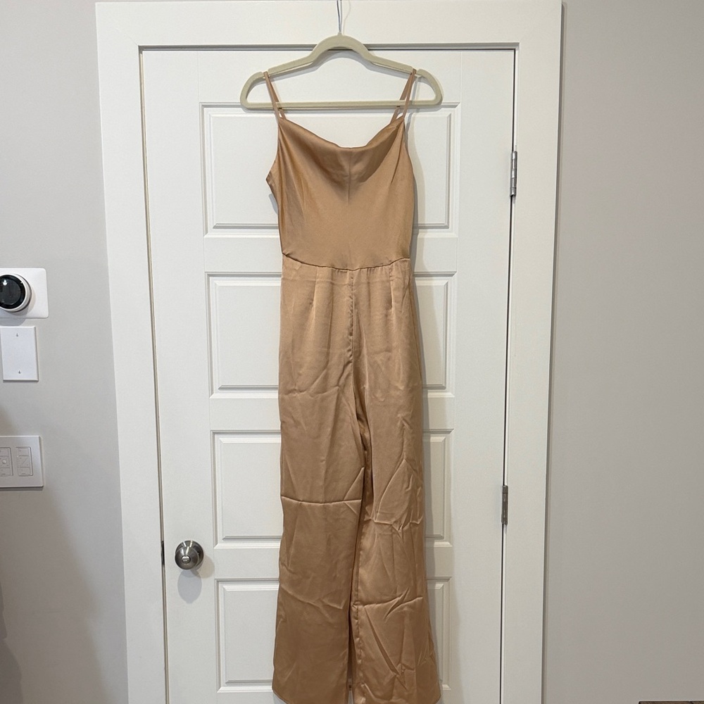 Sincerely Jules Beige Spaghetti Strap Jumpsuit
